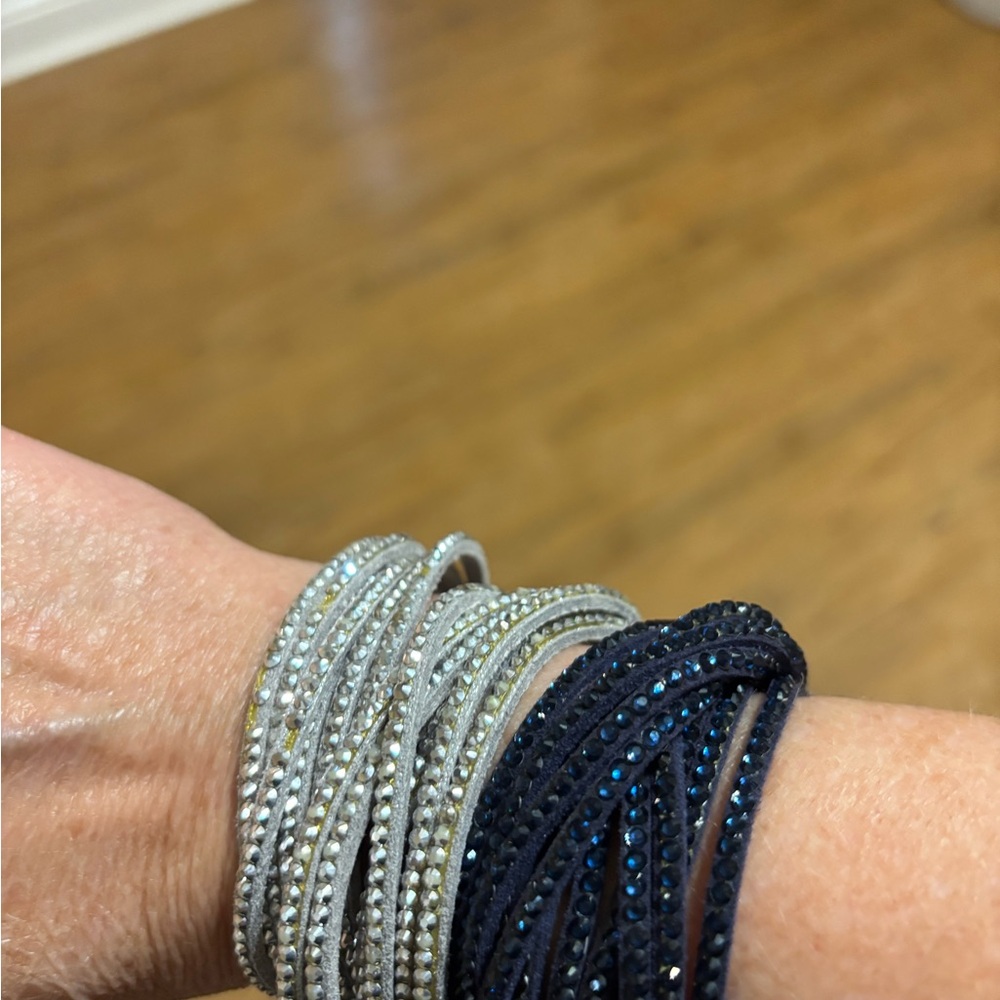 Elegant Silver and Blue Crystal Bracelet Set